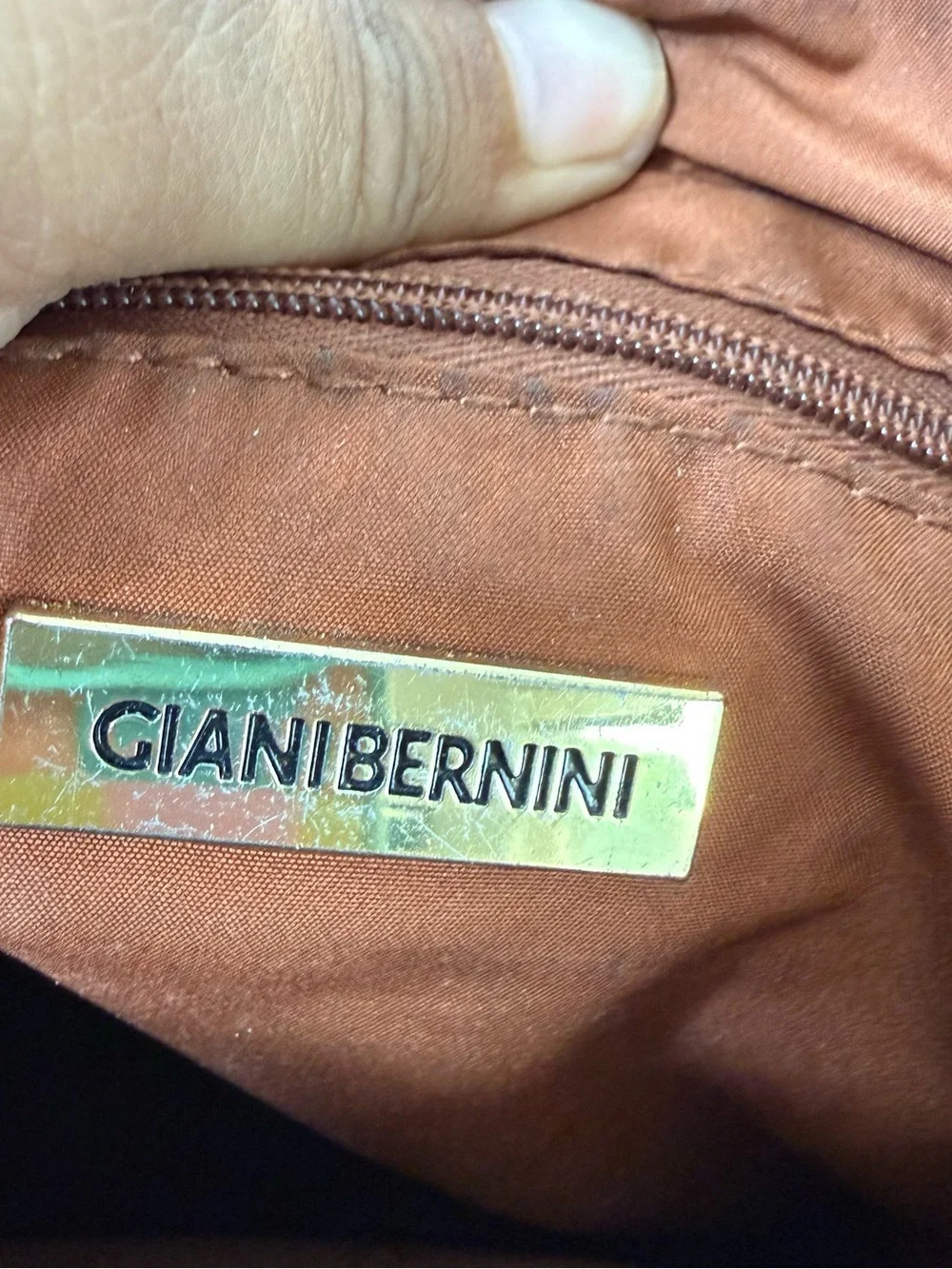 Giani Bernini Cognac Leather Crossbody Bag Turnlock Everyday Minimalist